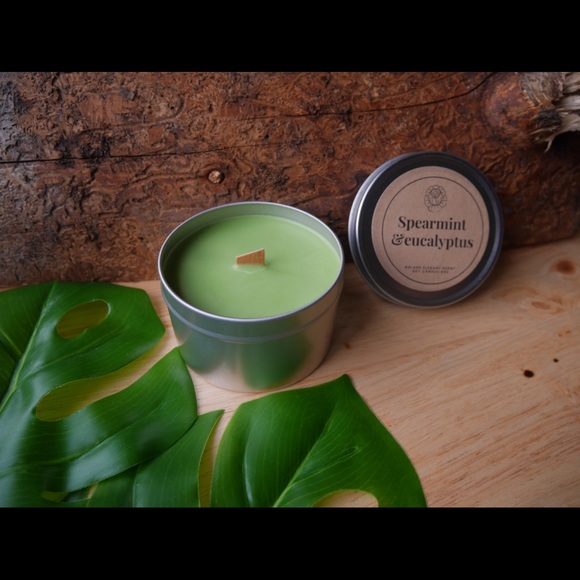 Spearmint and Eucalyptus soy candle tins 8oz - Picture 2 of 3